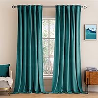 Vista 111 de MIULEE Cortinas de terciopelo de 63 pulgadas de largo, 2 paneles de cortinas opacas de lujo para dormitorio, sala de estar, cortinas de ventana