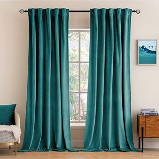 MIULEE Teal Velvet Curtains 108 inches Long 2 Panels - Luxury Blackout Curtains for Bedroom Living Room Thermal Insulated Fall Decor Super Soft Window Drapes Rod Pocket & Back Tab - Buy now