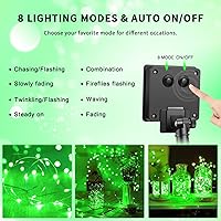 Vista 5 de JMEXSUSS Paquete de 4 luces solares de Navidad verdes, 400 luces LED solares de 132 pies para exteriores, impermeables, 8 modos de alambre de cobre