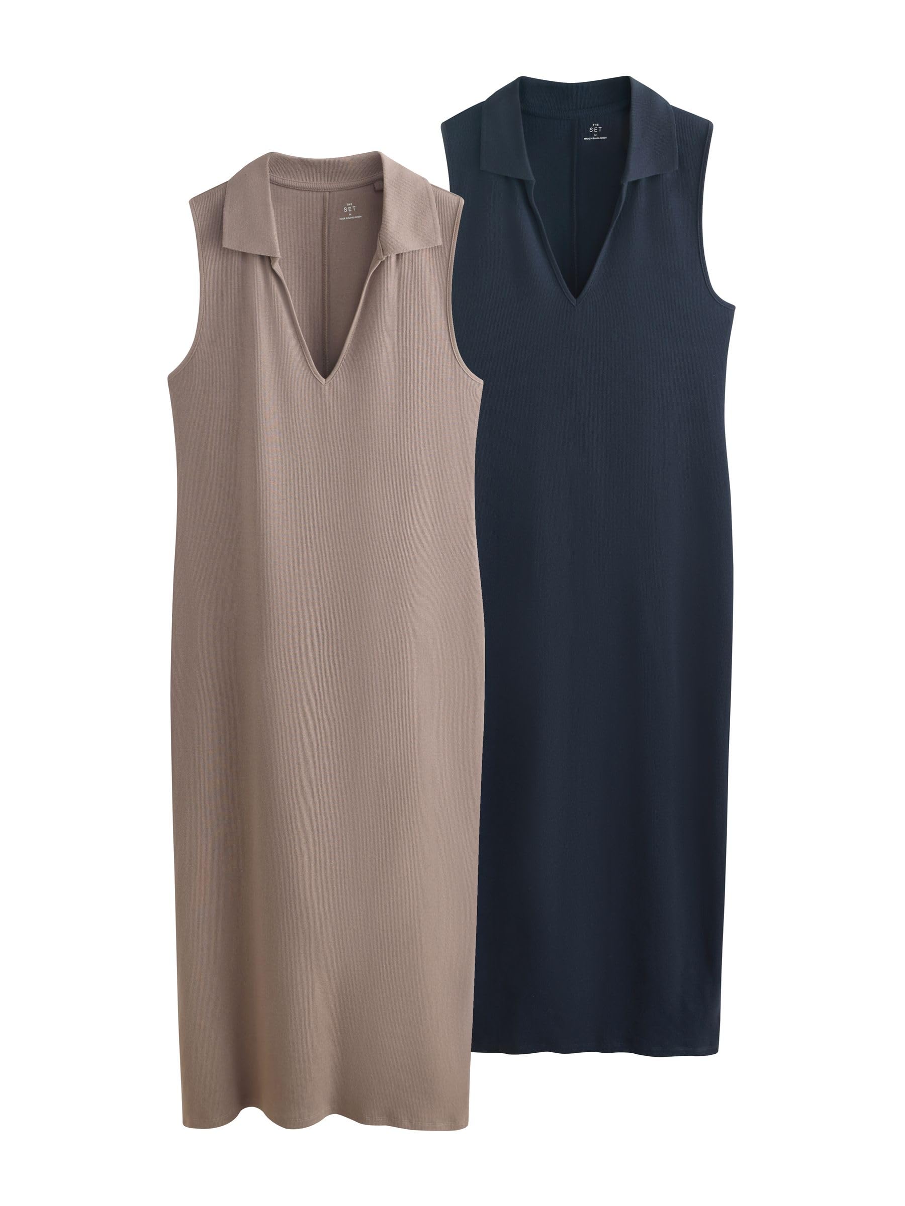 THE SET Donne Confezione da 2 Abiti smanicati con Scollo a V | Adulto, Standard, Pull On, Lavabile in lavatrice