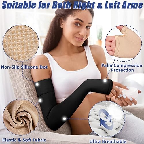 Miniatura 3 de beister Manga de compresión médica para el brazo para linfedema con guante para hombres y mujeres (individual), soporte completo de brazo de 20-30
