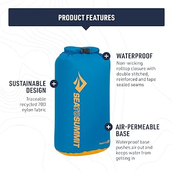 Sea to Summit - Evac Dry Bag - Kompakte Trockentasche - Ultraleicht - Rollverschluss - Recycling-Gewebe - Befestigungspunkt & D-Ring - Wandern