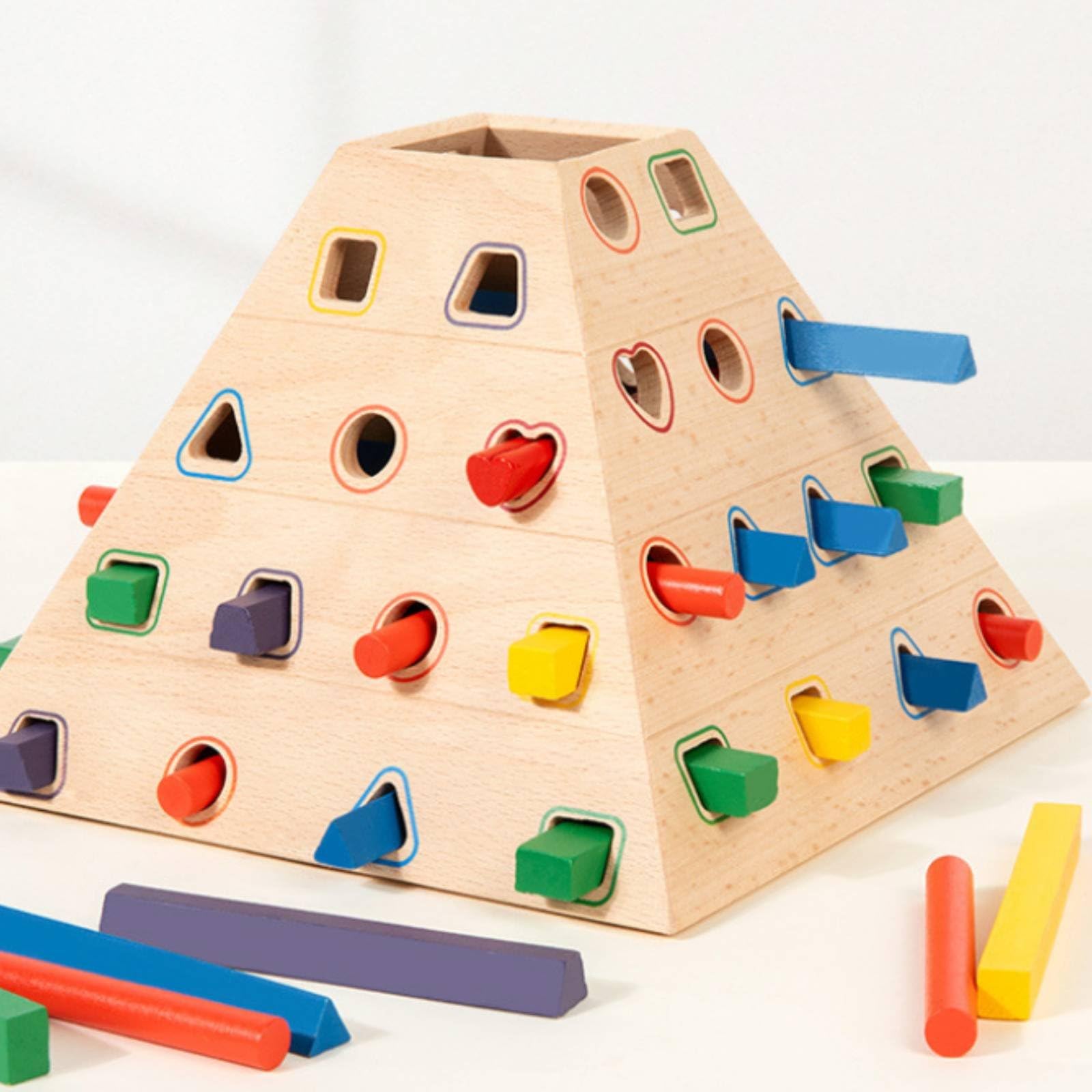 Kinder Pyramiden Pädagogisches Spielzeug Lernspiel Gesellschaftsspiel mit Würfelrunde Und Stäbchen Herausziehen Ohne Kugelfall Fördert Ausdauer