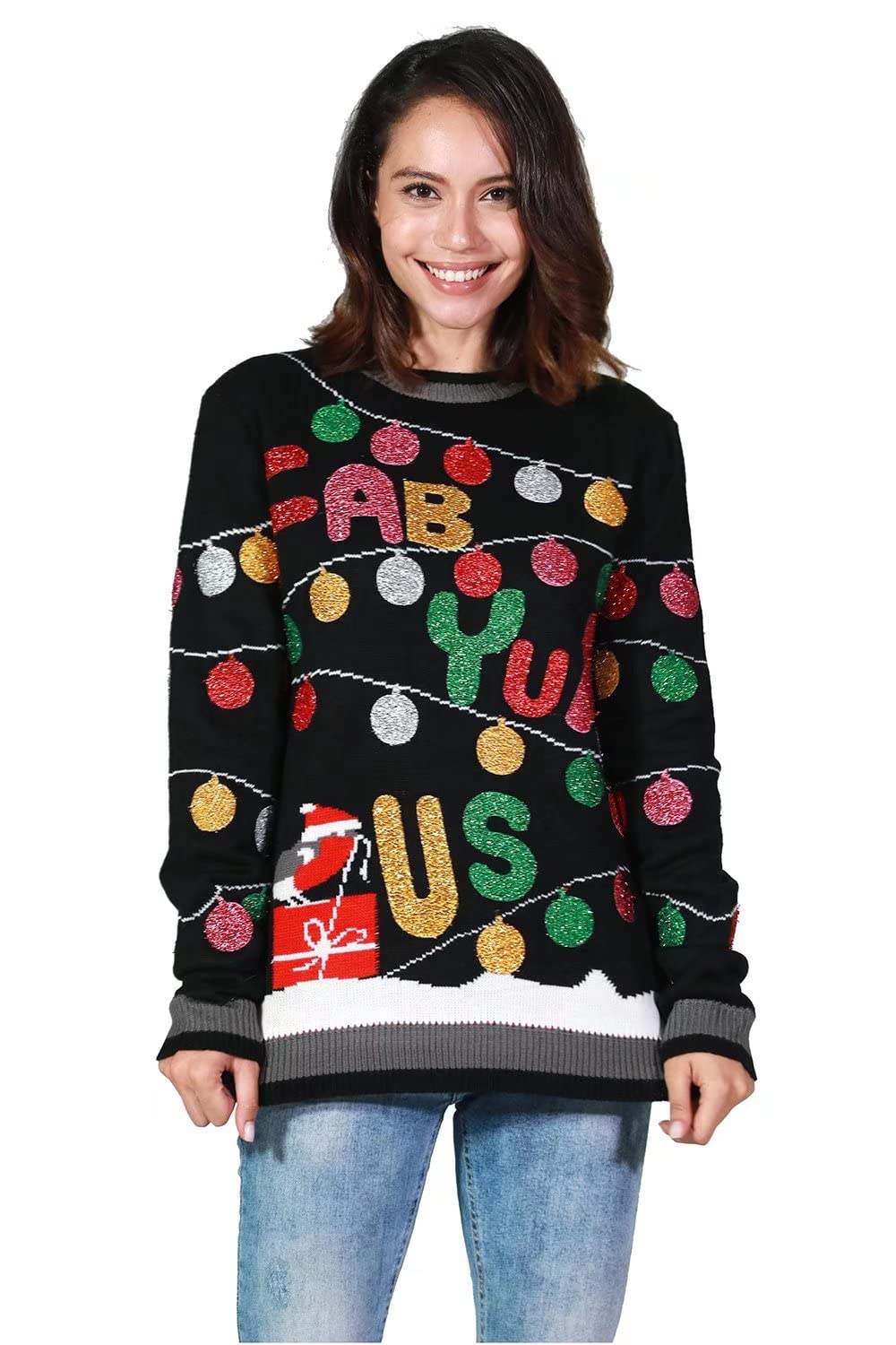 Unisex Men Ugly Christmas Sweater Pullover Knitted Funny Xmas Holiday Festive Pullover