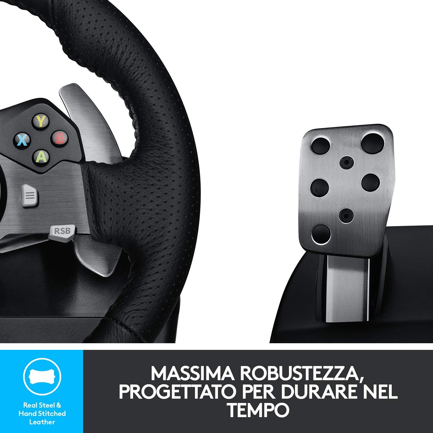 Volante da Corsa e Pedali Logitech G920 Driving Force, per Xbox One, Amp e PC, Spina UK G29 | G920 Xbox | PC Nero - Immagine 4