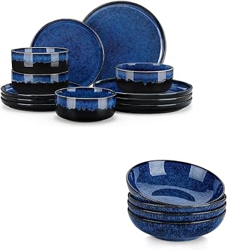 vancasso Starry 12 Pieces Dinnerware Sets for 4 Bundles Stern Large Pasta Bowls Set of 4