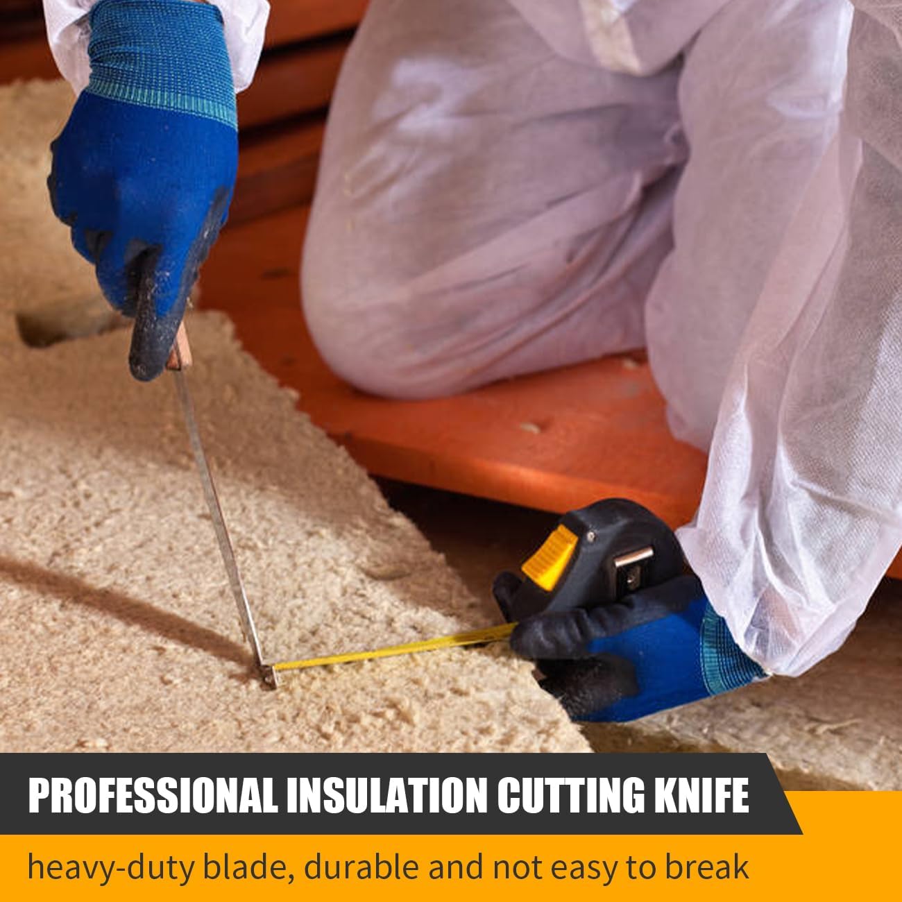 Insulation Knife, Stainless Steel Garden Knife with 7.8" Blade, Double Side Sod Cutter with Nylon Sheath for Cutting Mineral Wool and Insulation Foam Board