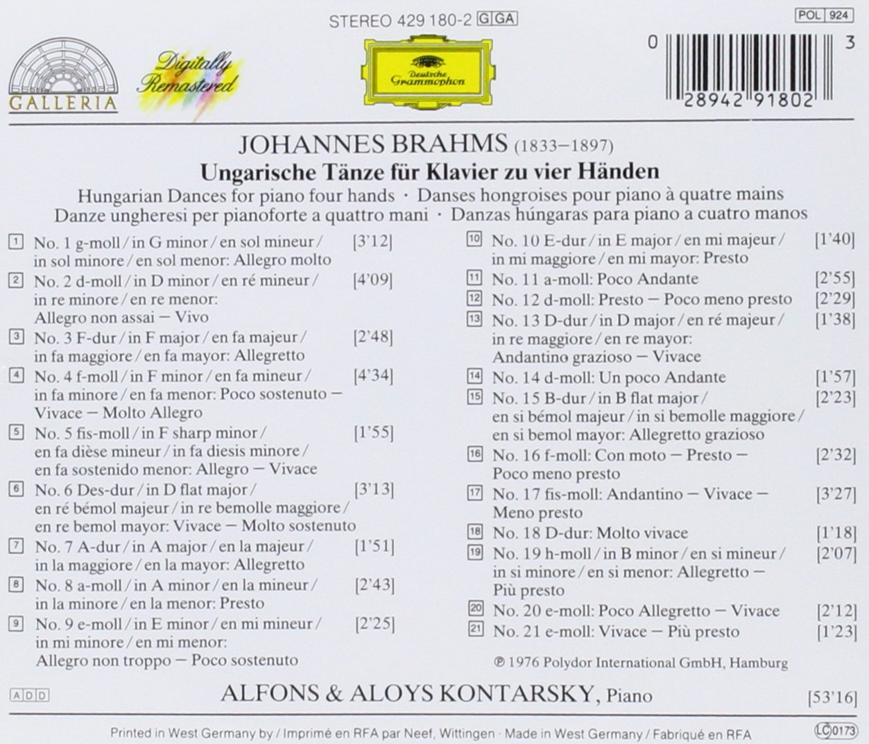 Brahms: 21 Hungarian Dances