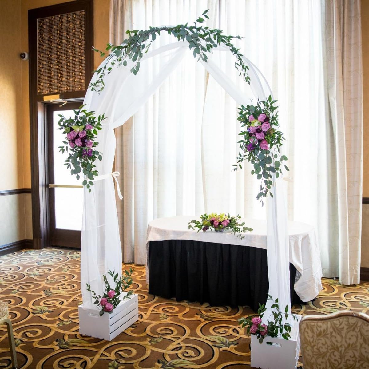 Arco di nozze in metallo per cerimonia festa giardino graticcio bianco arco stand per piante rampicanti indoor outdoor sfondo per giardino cortile prato 200 x 230 x 40 cm