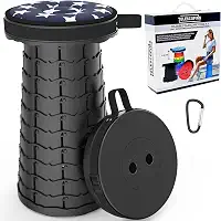 ALEVMOOM Banco telescópico com almofada, banco telescópico de viagem, banco portátil e leve, simples, banquinho dobrável para acampamento, banco de piquenique resistente para atividades ao ar livre,