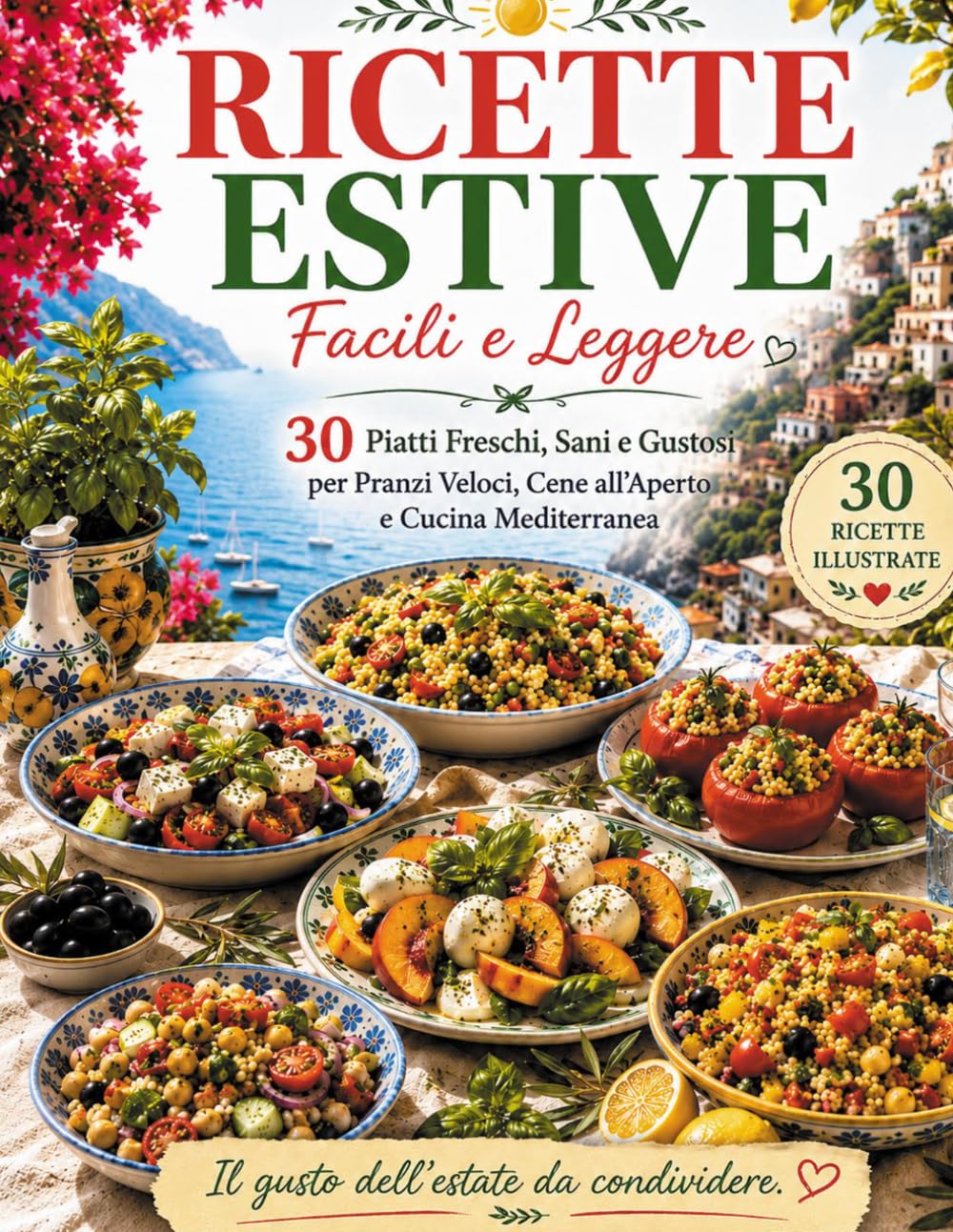 Ricette Estive Facili e Leggere: 30 Piatti Freschi, Sani e Gustosi per Pranzi Veloci, Cene all'Aperto e Cucina Mediterranea Illustrata