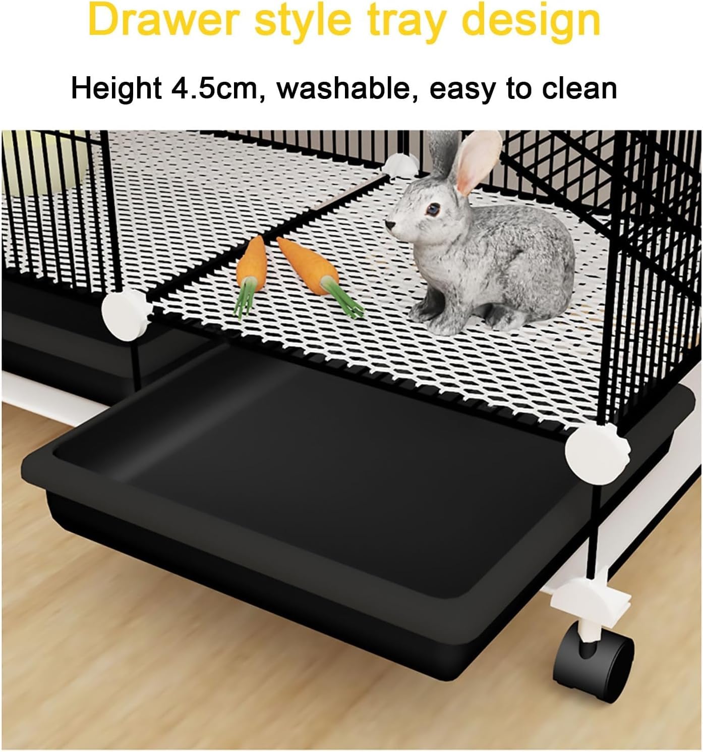 Kaninchenkäfig 2-lagig mit Schalen und Urinschutz, geräumiger Indoor-Stall für Kaninchen, Meerschweinchen, Eichhörnchen