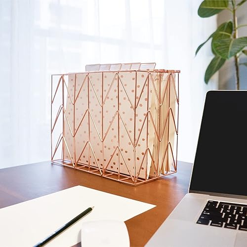 Miniatura 7 de Y YOMA Paquete de 6 carpetas colgantes de oro rosa tamaño carta carpeta de archivos decorativa bonito organizador de carpetas colgantes para