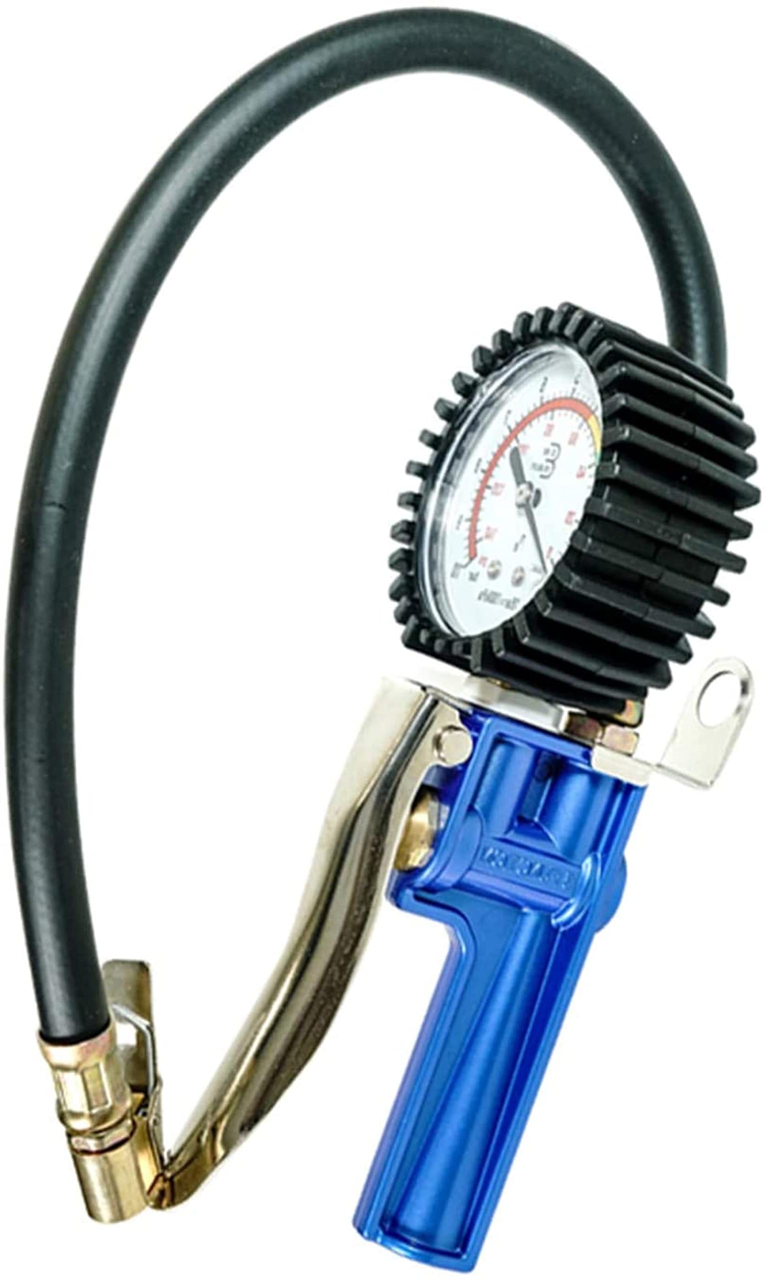 HMTE Manómetro de presión de neumáticos, inflador de neumáticos de 140 PSI con compresor de Aire de manómetro, Mandril de Aire de válvula para Coche, Motocicleta, Bicicleta (Azul 0)