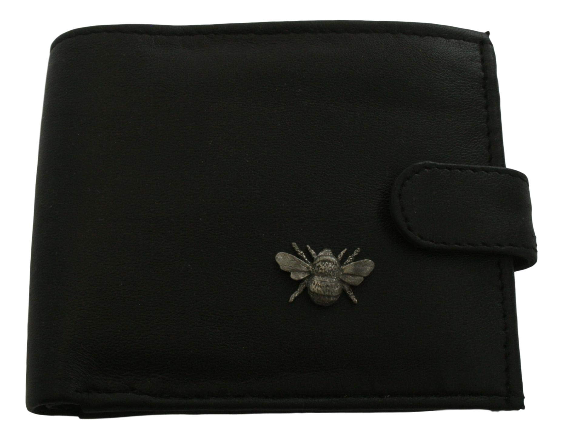 Bumbler Bee Black Leather Mens Wallet RFID Protection