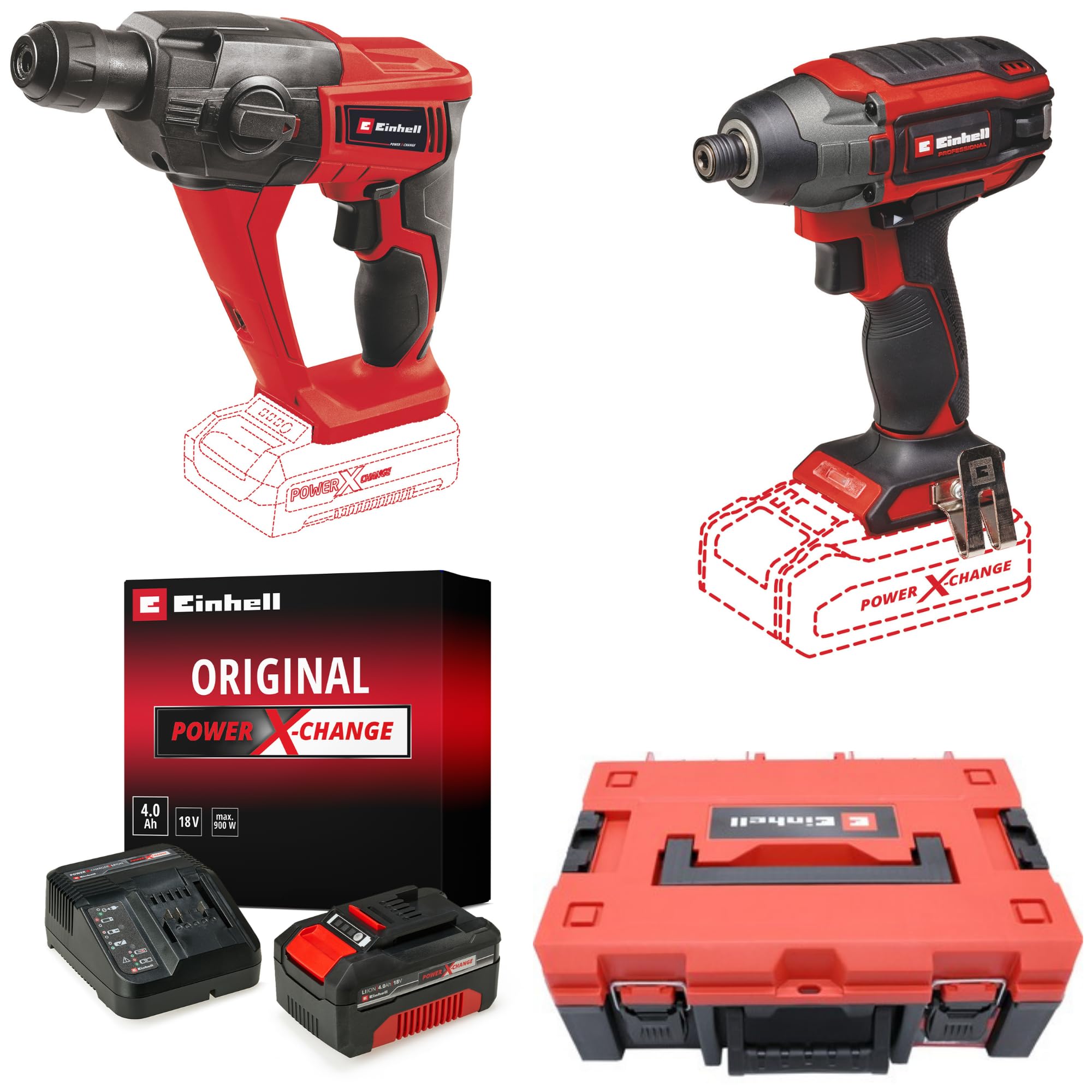 Einhell TP-CI 18/220 Li BL + TE-HD 18 Li Akülü Vidalama ve Pnömatik Matkap Seti (4,0 Ah Akü ve Şarj Cihazı, Çanta Dahildir)