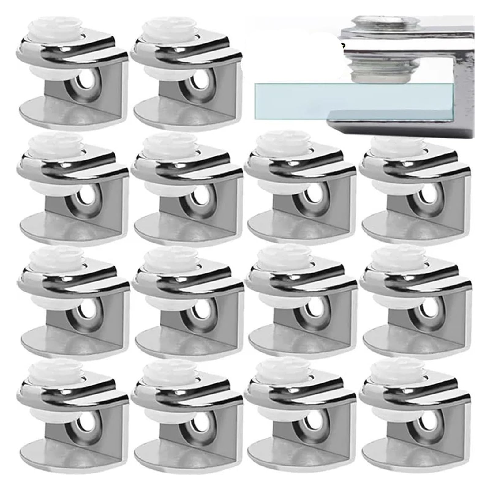 30pcs Zinc Alloy Adjustable Glass Shelf Brackets