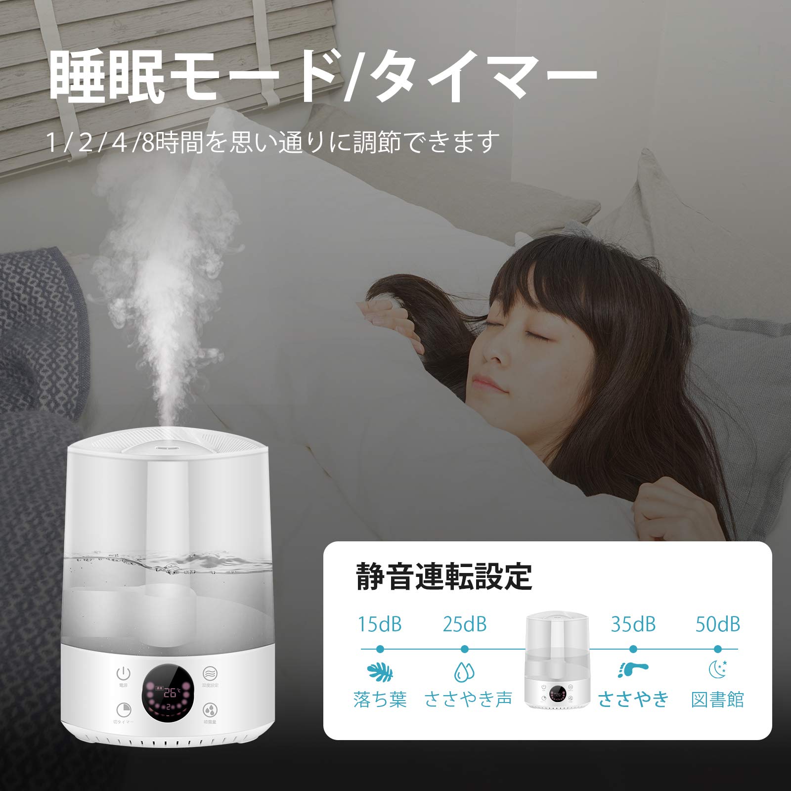 Amazon.co.jp: 加湿器 加熱式 4L大容量 超音波式 卓上加湿器 空気清浄 