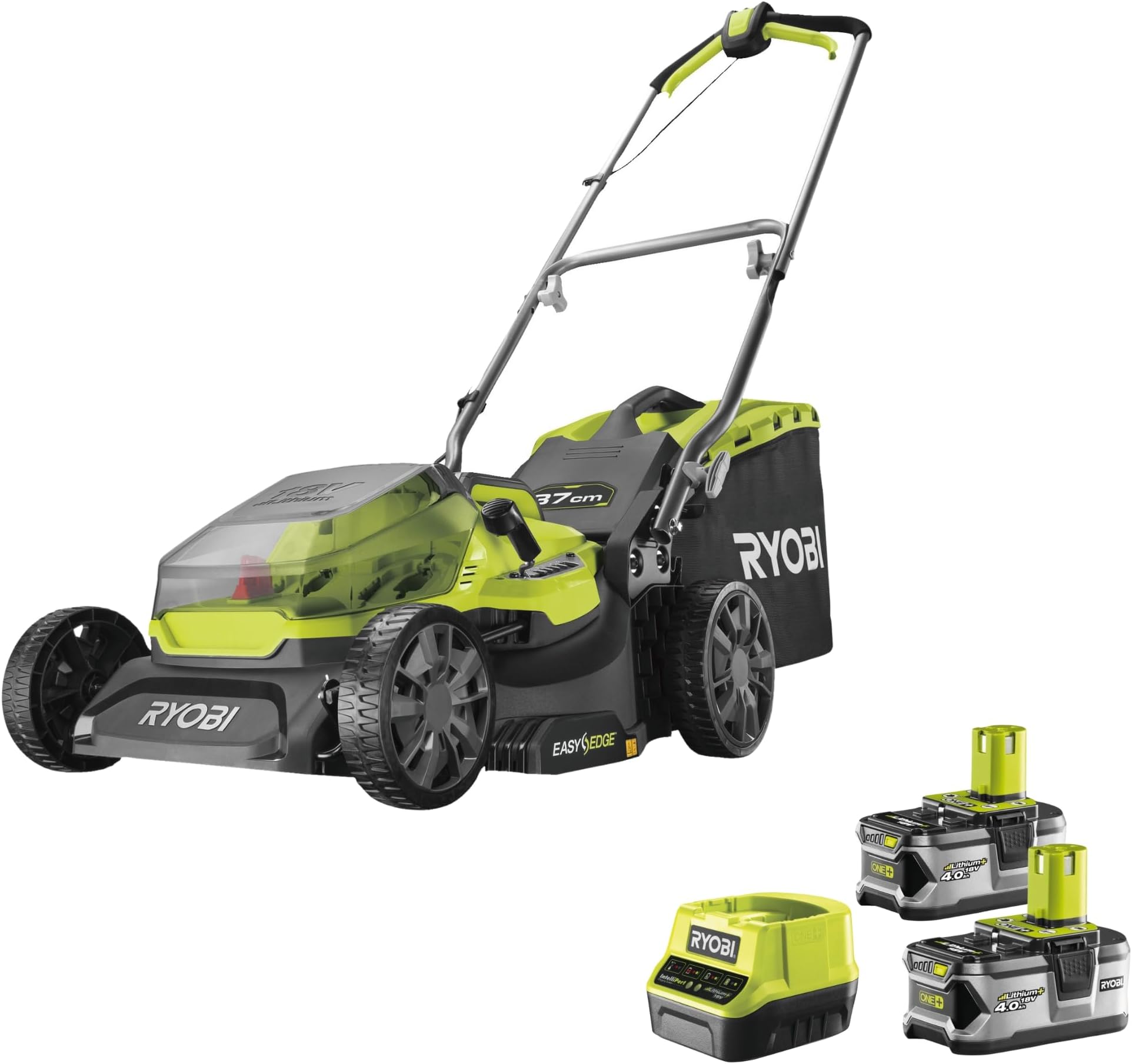 RYOBI 18 V ONE+ Cordless Lawnmower RY18LM37A-240 (Cutting Width 37 cm ...