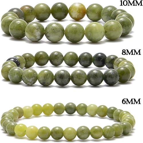 Miniatura 6 de NCB - 100 cuentas de piedras semipreciosas naturales, sueltas, redondas y suaves para joyas, pulseras y collares (100 cuentas de jade canadiense de