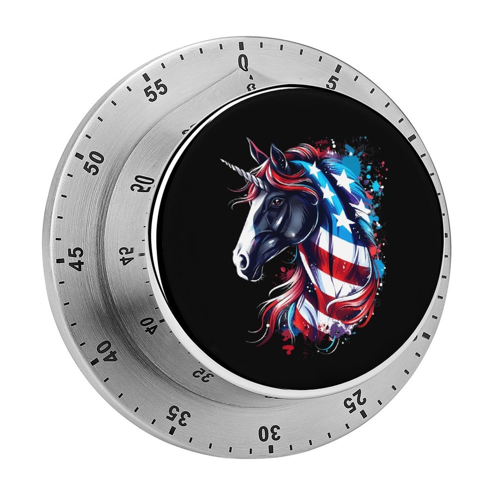 Horse in U.S. Flag Funny Timer 60 Minute Countdown Timer Mechanical Time Management Tool for Kitchen Work