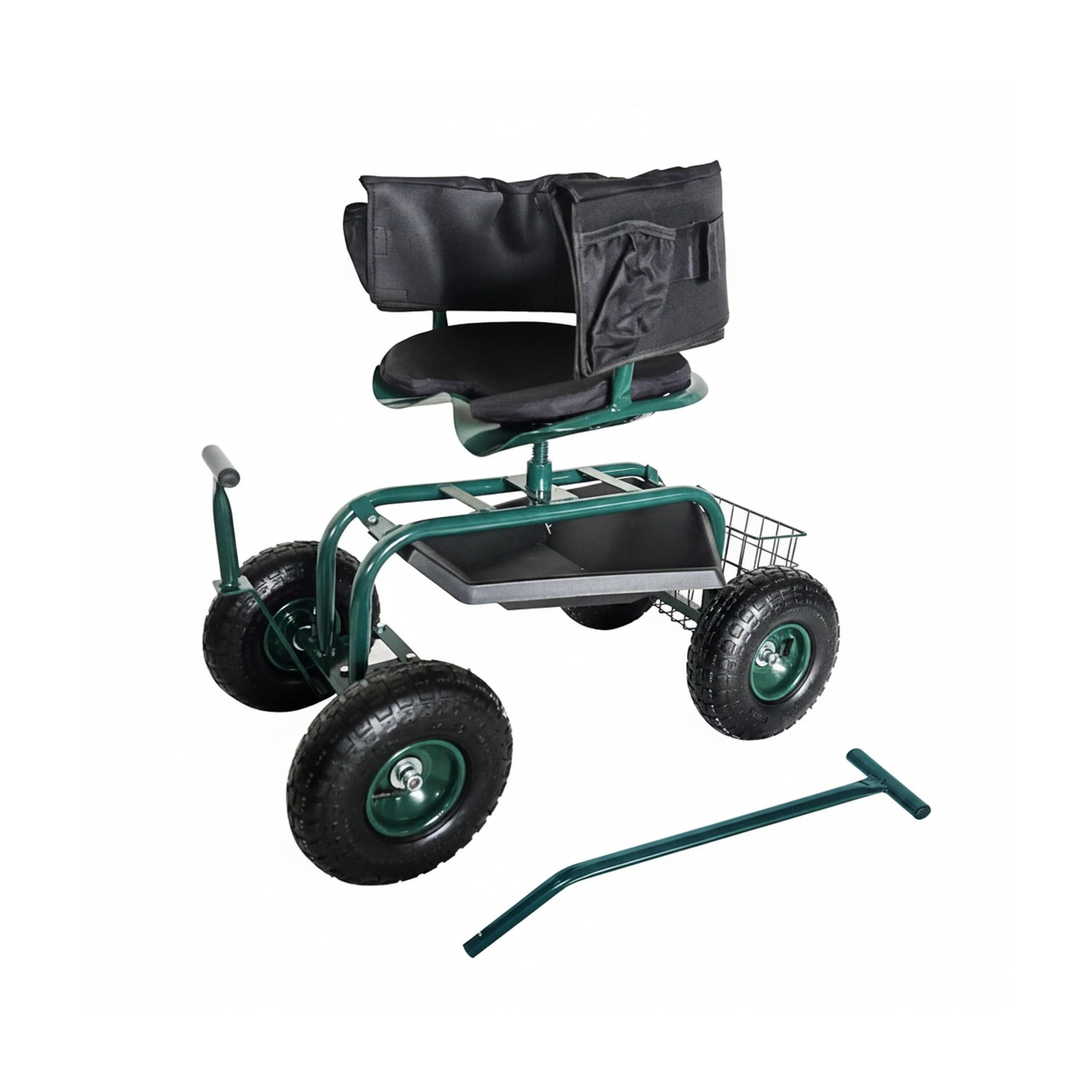Relaxdays Sedile da Giardino Mobile, Regolabile, Portata 150 kg, vano portaoggetti, Cuscino