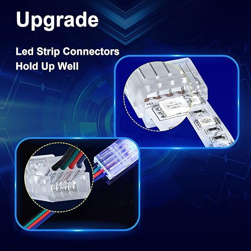 Miniatura 2 de 10 conectores de tira LED  Cable de extensión de conductor de 20 pies, conectores LED de 4 pines de 0.394 in para tiras de luces, conectores de tira