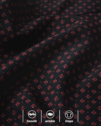 fohemr Mens Printed Dress Shirt Long Sleeve Stretch Wrinkle-Free Untucked Patterned Button Down Business Shirts with Pocket
