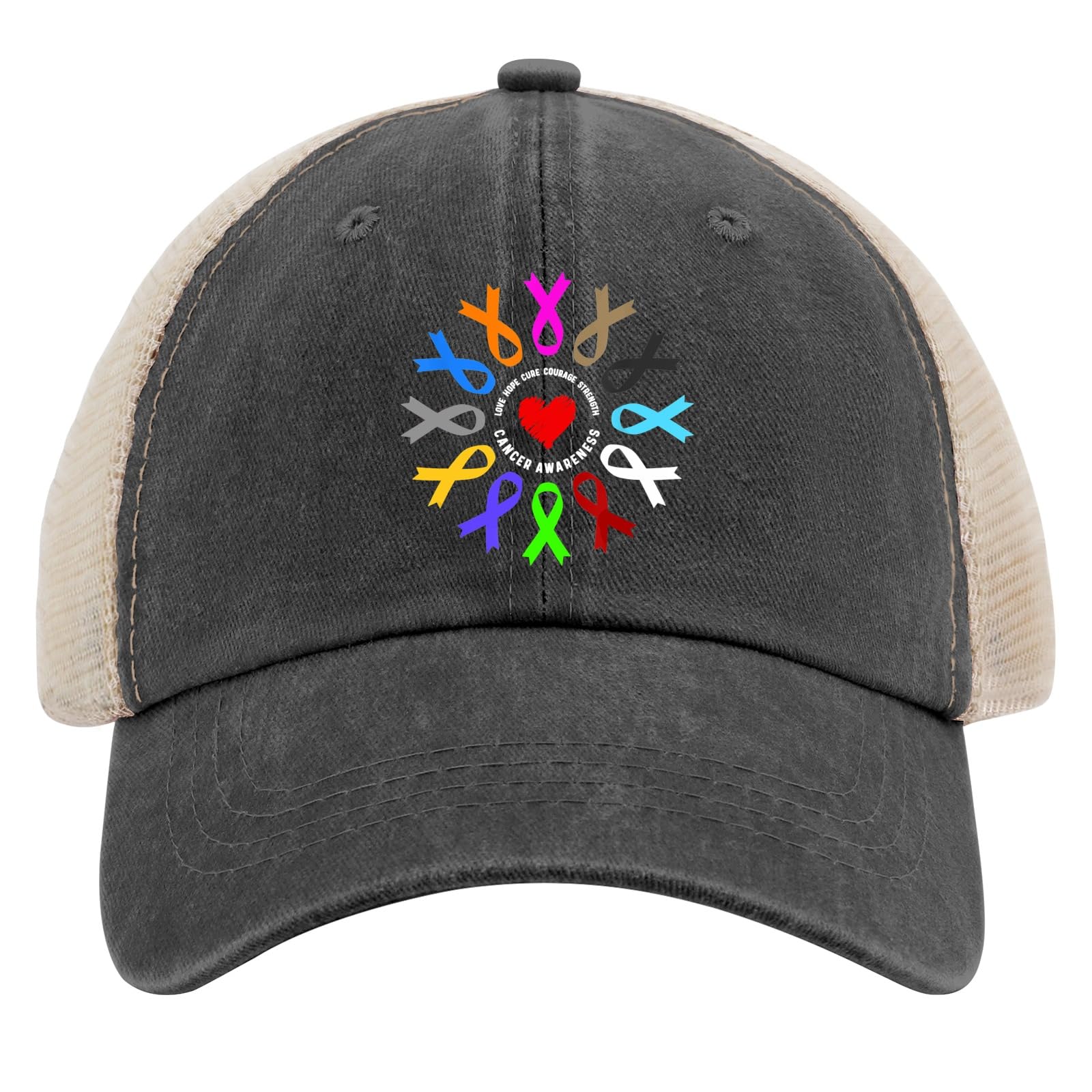 Love Hope Cure Courage Strength Cancer Awareness Sun Hats Cycling Caps for Her