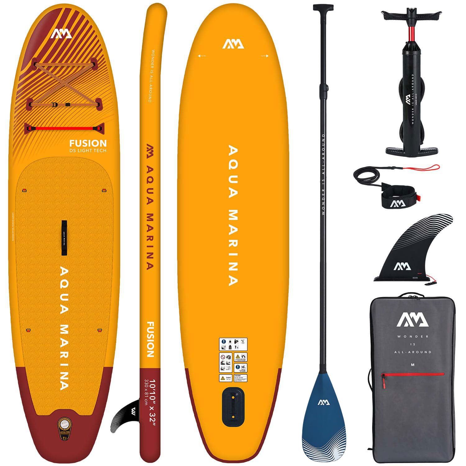 Aqua Marina - Tavola gonfiabile Sup Board Stand up Paddle AQUAMARINA Fusion 2021, confezione completa, 330 x 81 x 15 cm