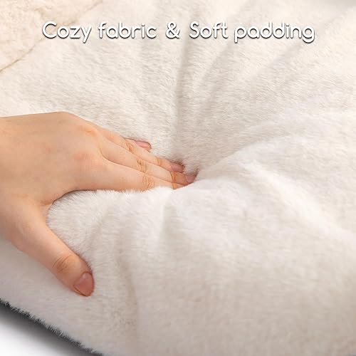 Miniatura 9 de Hollypet Cama de Felpa Esponjosa para Perros y Gatos, Sofá Cama Suave y Calmante para Gatos y Perros Pequeños y Medianos, Beige