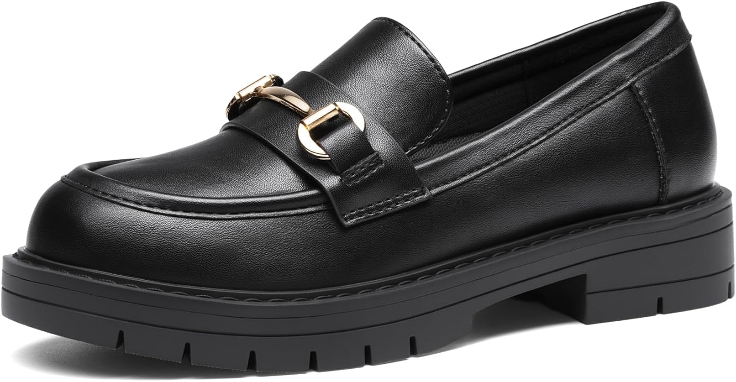 DREAM PAIRS Girls Loafers Chunky Platform Slip On Loafers School Uniform Dress Shoes