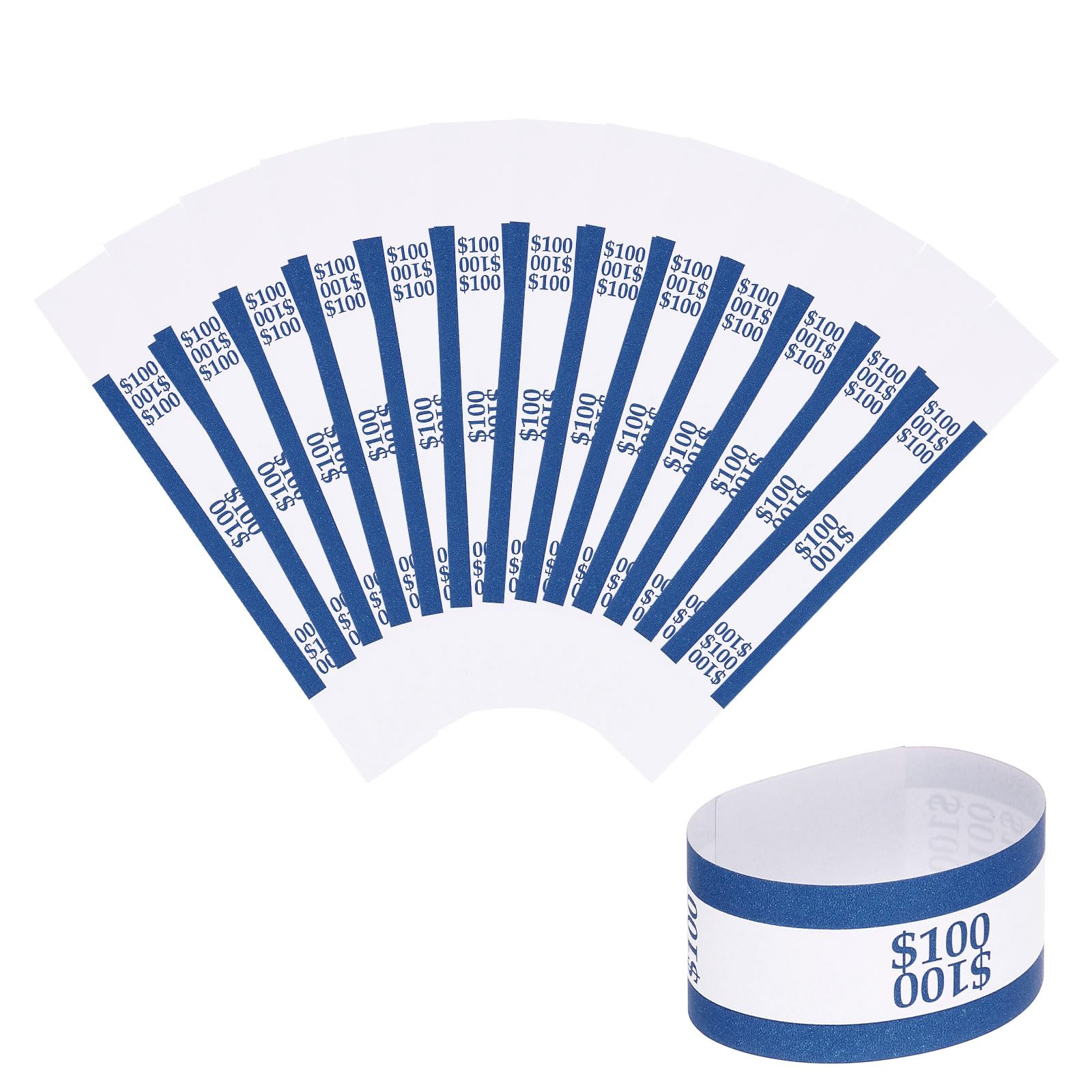 PATIKIL Money Bands, 100 Pcs Dollar Bill Wrappers Self-Adhesive Money Straps Self Sealing Bill Straps Sleeves for 100 Dollar Wrappers Organizer, Blue (7.6 x 1.2 Inch)