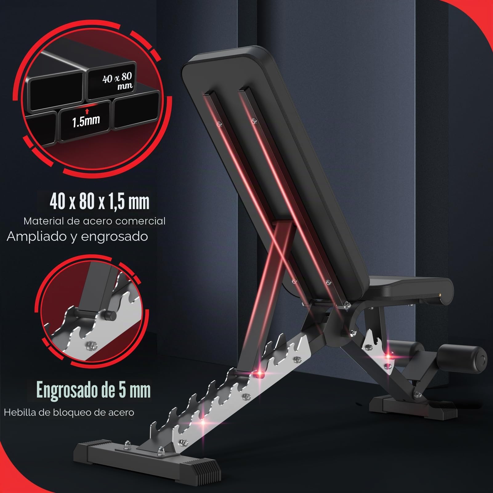 JOROTO MD60 Banco De Pesas Ajustable – Banco De Entrnamiento De Musculación Plegable De Capacidad De 360 kg Para Bench Press De Cuerpo Completo