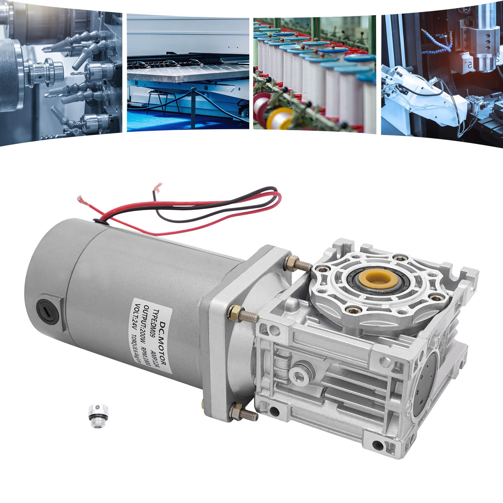 Motor eléctrico CC de aleación de aluminio fundido a presión y acero, motor de engranaje reductor DC DC DC 50K 24V 1800RPM DC motor de engranaje helicoidal