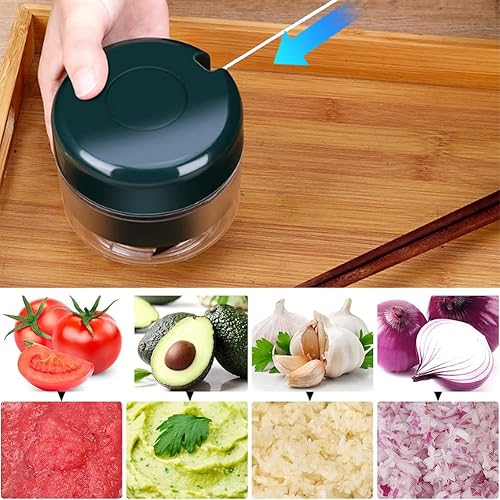 Miniatura 7 de AKOAK 1 paquete de molinillo de ajo, mini cuchillo para verduras, procesador de alimentos tirado a mano para picar jengibre, frutas, carne,