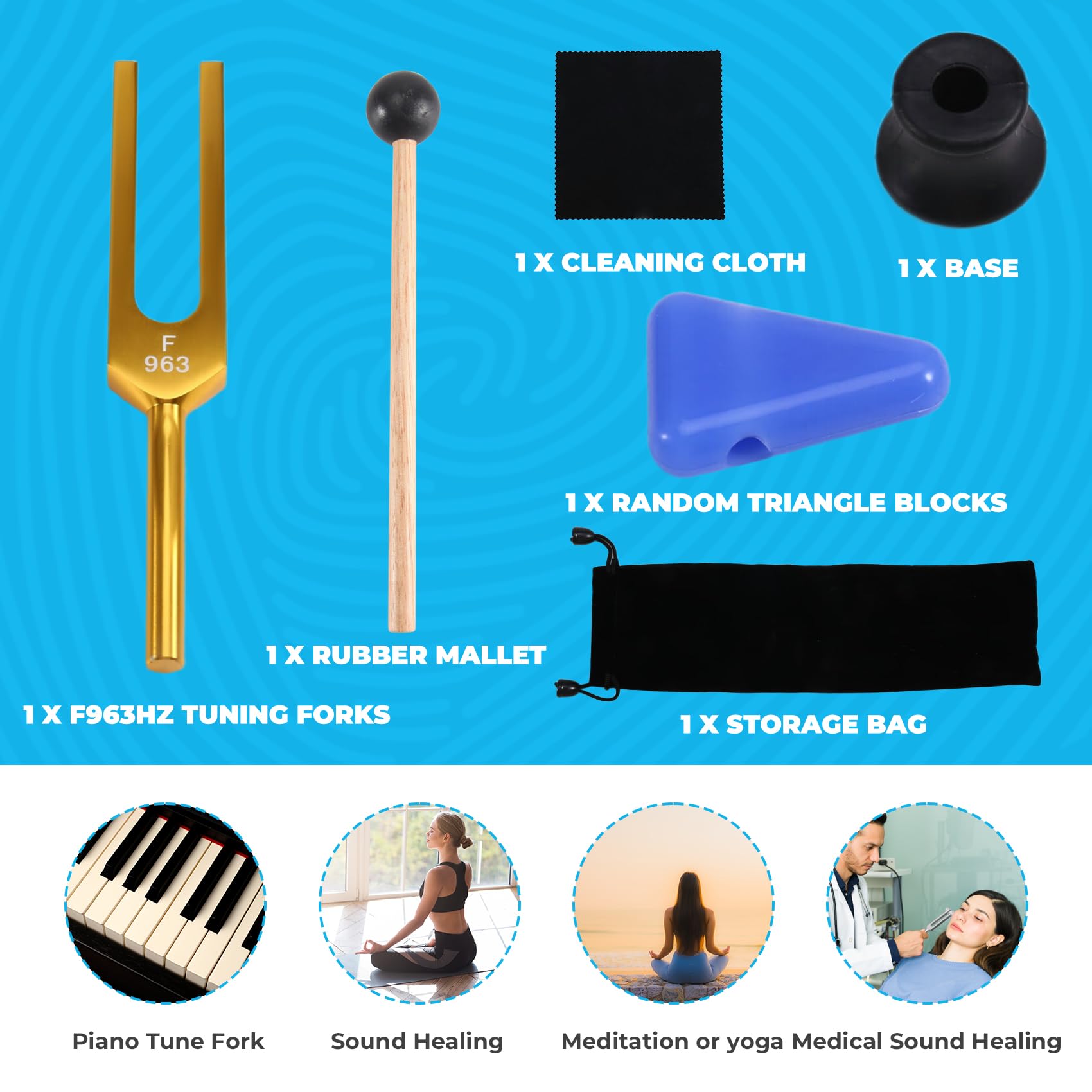 F 963HZ Ensemble de diapasons pour la guérison des chakras de l'esprit et de l'esprit en parfaite harmonie
