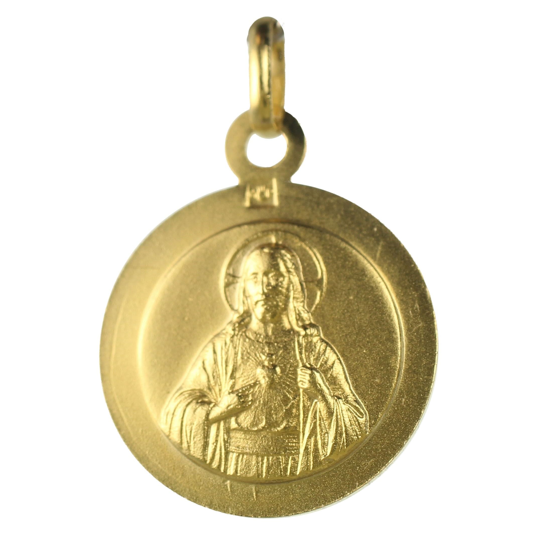 Palais du Rosaire Médaille Scapulaire Vierge du Mont Carmel en Plaqué Or 15mm - Médaille et Croix Plaqué Or - Culte Chrétien