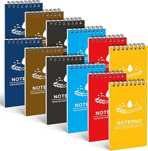 Koogel 12 mini cuadernos en espiral, cuaderno de bolsillo impermeable a rayas, pequeños bloc de notas de 3 x 5 pulgadas, cuaderno de espiral disponible en Yaxa Venezuela