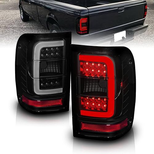 Miniatura 10 de AmeriLite for 2001-2011 Ford Ranger C-Type LED Tube Crystal Chrome Replacement Brake Tail Lights - Passenger and Driver Side