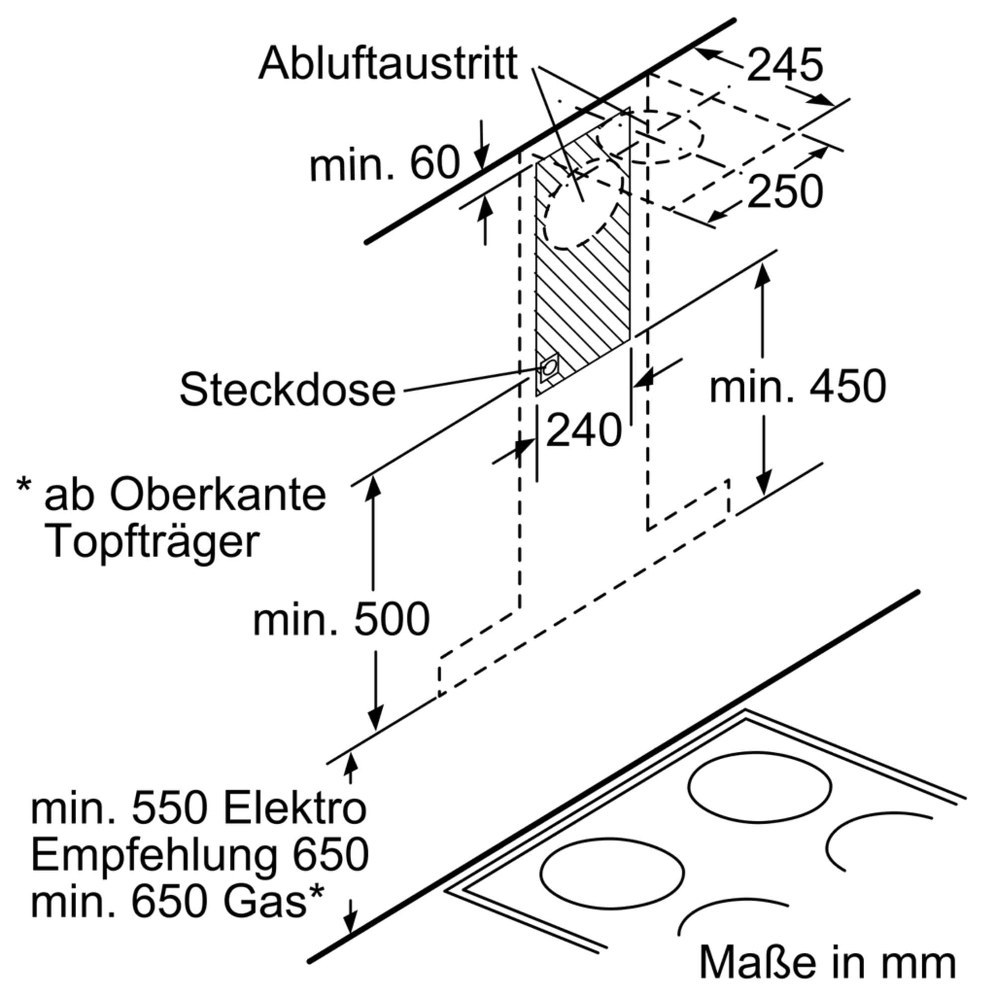 NEFF D65BMP5N0 Dunstabzugshaube N70, 60cm, Abluft oder Umluft, Energieeffizienz A, Edelstahl