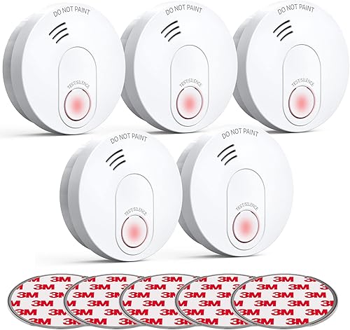 SITERWELL Detector de humo, detector de humo, batería de 10 años con sensor fotoeléctrico y advertencia de batería baja, alarma de humo con modo de