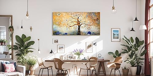 Miniatura 3 de Arte para pared, árbol de la vida, imágenes de árbol amarillo moderno, abstracto, bosque, impresiones de lienzo para dormitorio, sala de estar,