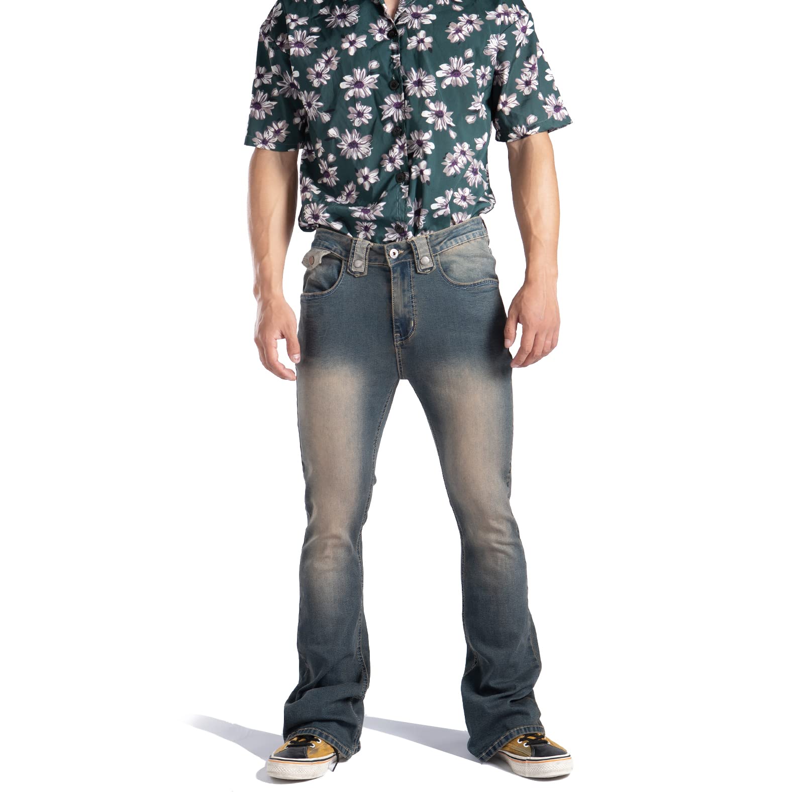 WbestwindMen's Relaxed Stretch Bell Bottom Fit Comfort Flared Retro Leg Denim Jeans