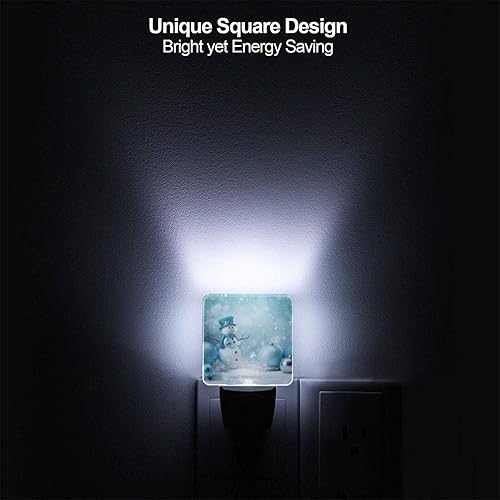 Miniatura 3 de Juego de 2 luces nocturnas de muñeco de nieve de Navidad, con sensor automático azul, luces nocturnas LED del atardecer al amanecer, lámpara con