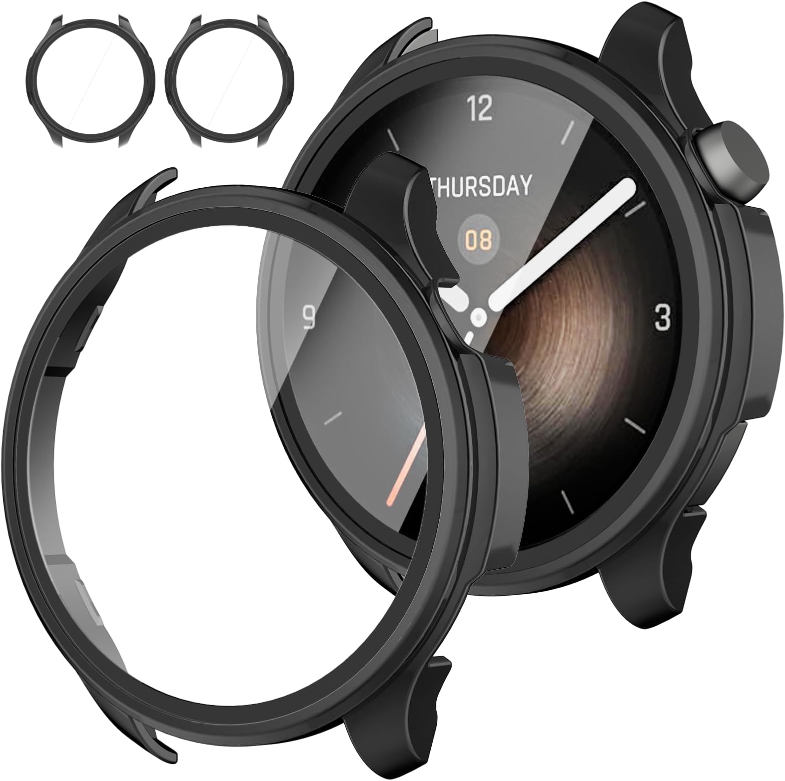 Rc-Z 2-Pack for Amazfit Balance Smartwatch Screen Protector Case, Hard PC Bumper Built-in Tempered Glass Film Face Cover Replacement Accessories for Balance Smart Watch