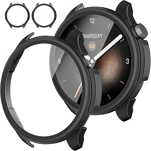 Funda protectora de pantalla para reloj inteligente Amazfit Balance, paquete de 2 protectores de policarbonato duro con película de vidrio templado