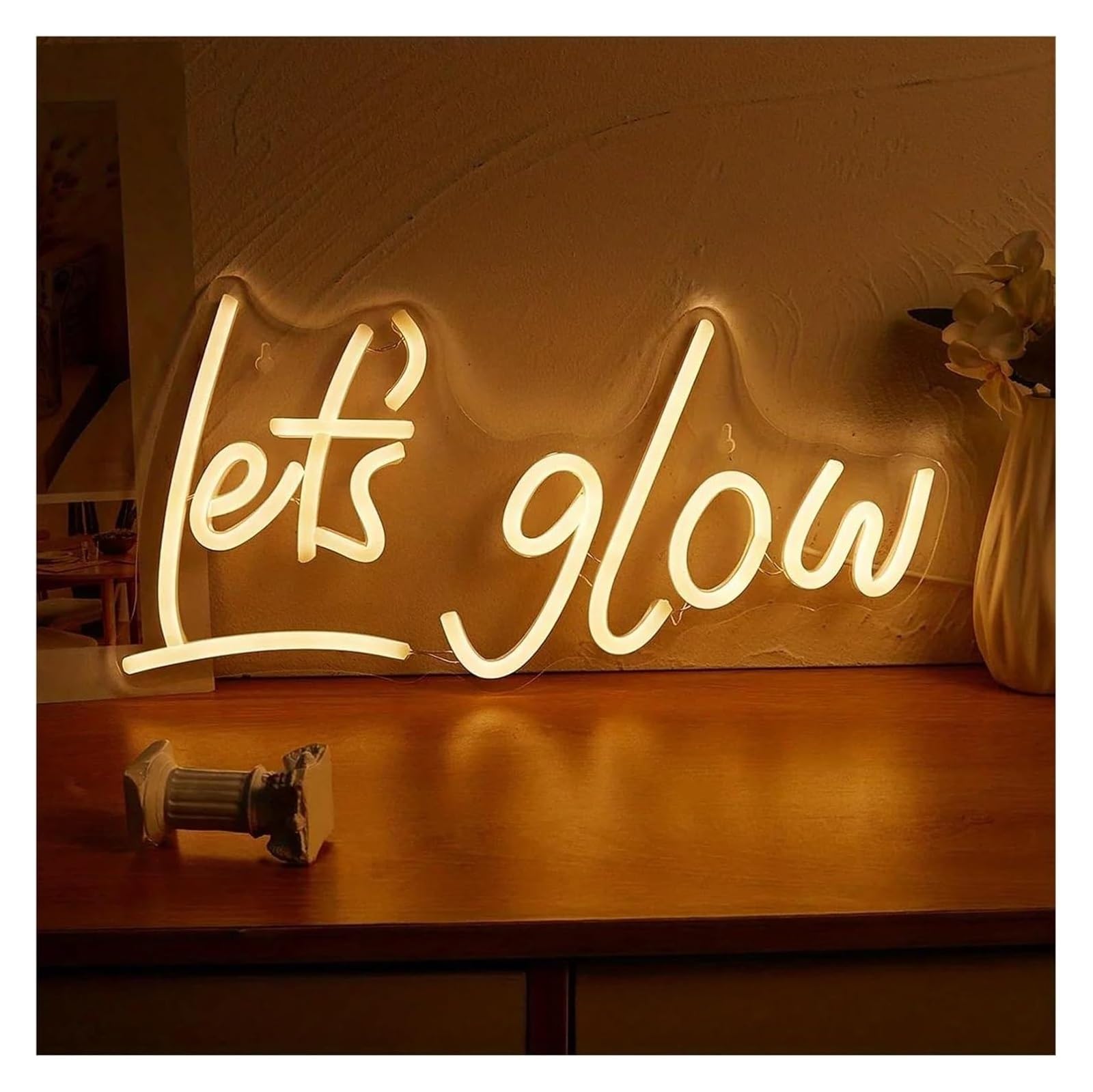 Wand-Neondekoration „Let's Glow“ – Leuchtreklame Wandbeleuchtung, für Deko-Kunst für Junggesellinnenabschiede, Spielzimmer(A)