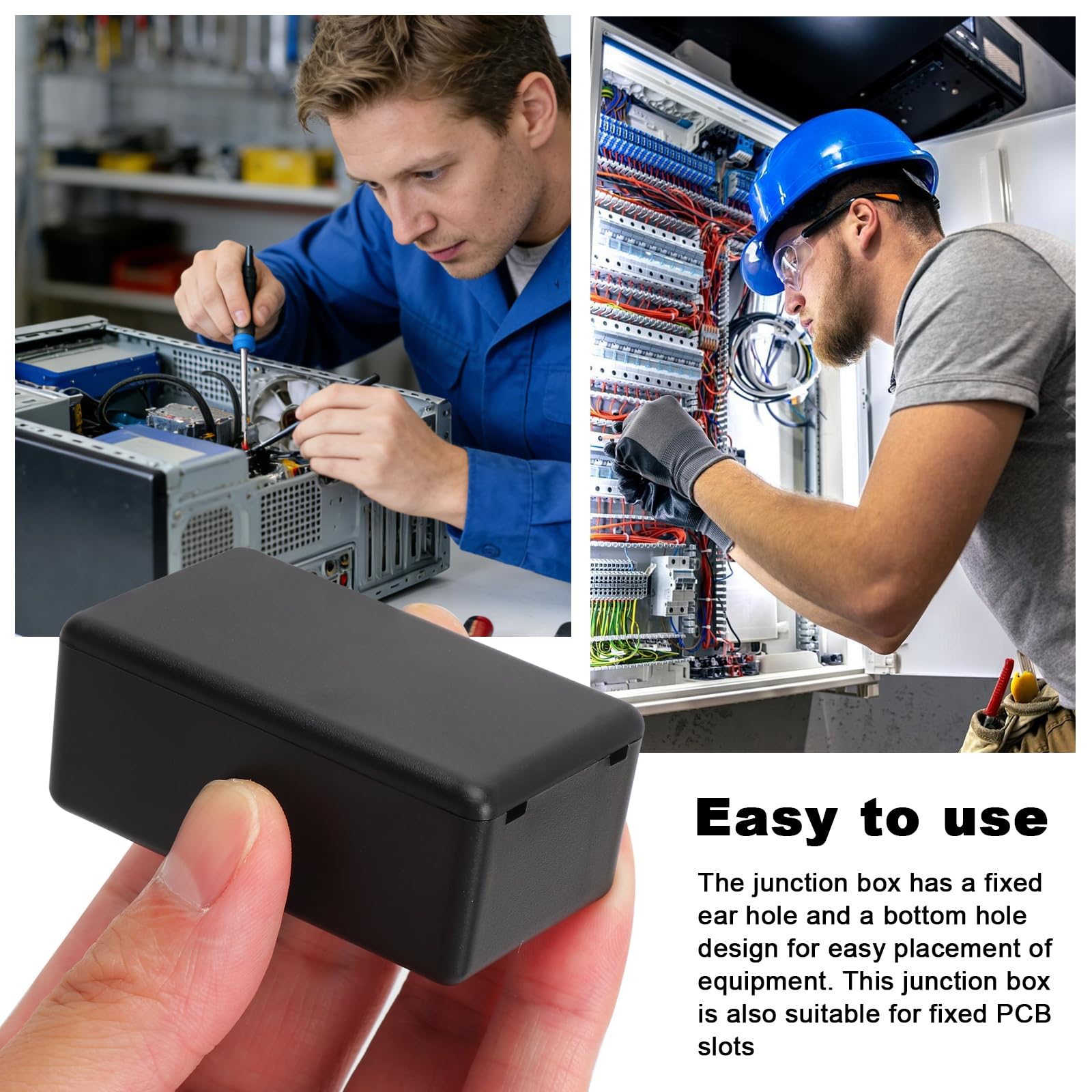 16-częściowy zestaw puszek rozdzielczych czarny mini obudowy elektroniczne 60x35x25mm puszka kablowa wodoodporna płaska plastikowa z etykietami DIY puszka połączeniowa do projektów elektrycznych do