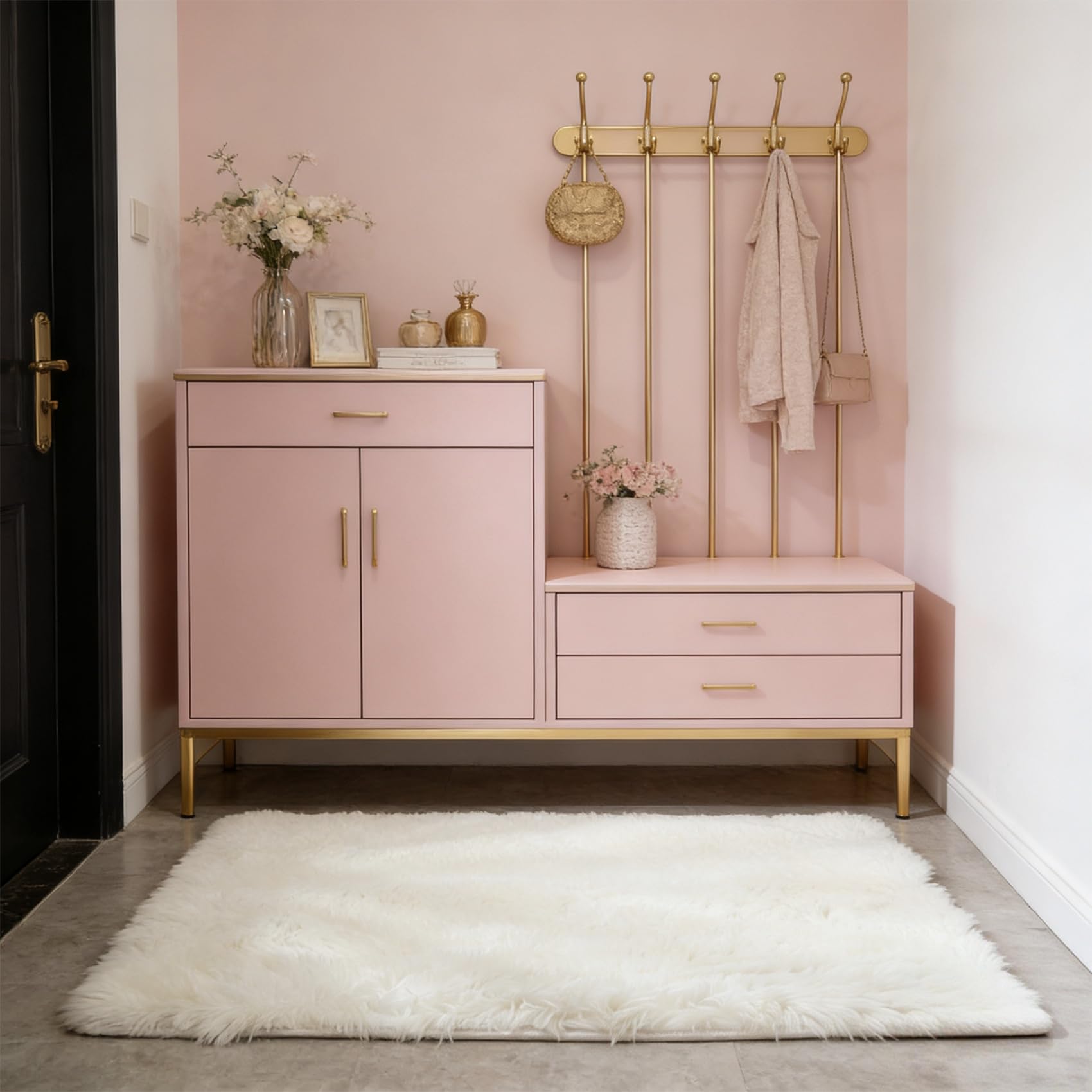 Tapis de chambre blanc 154 x 210 cm au style moderne et élégant